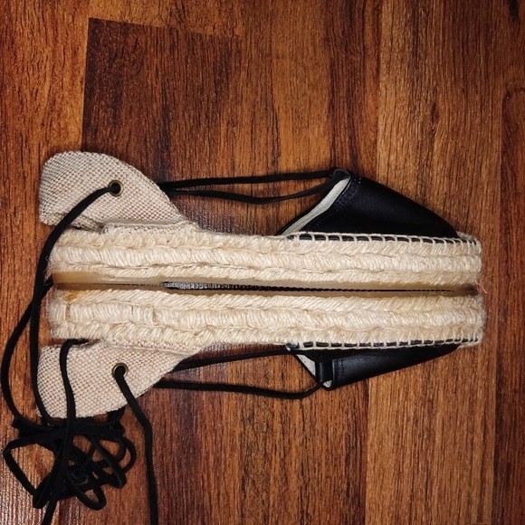 Madewell Soludos Platform Gladiator Sandals Espadrilles in Black Leather Size 6 - Picture 9 of 11